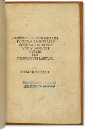 Pomponius Laetus`s Romanae historiae compendium - Foto 1
