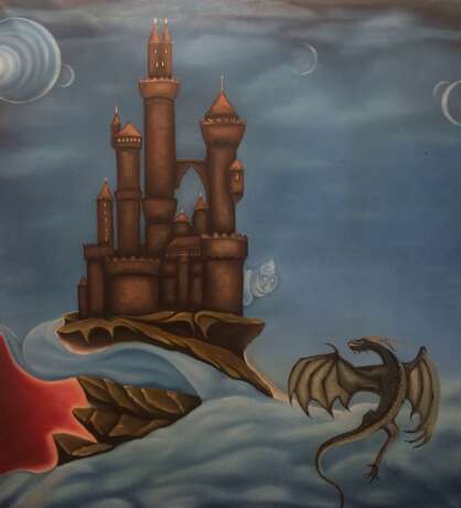 Дракон и Облако Toile Peinture à l'huile Surréalisme Fantasy Russie 2021 - photo 1