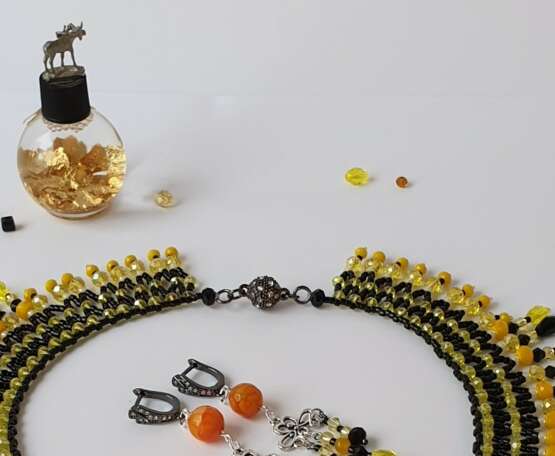 Набор колье и серьги "Пламя". Set of necklace and earrings "Flame" Gemischtes Medium Siehe Beschreibung Moderne Kunst Ukraine 2020 - Foto 5