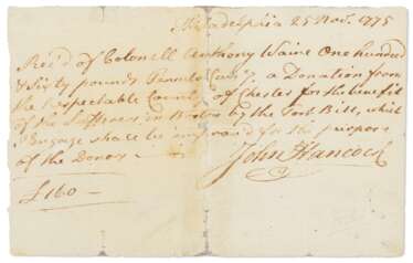 Anthony Wayne donates funds for the "Sufferers in Boston"