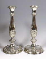 Pair of Antique Vienna Biedermeier Silver Candleholders, Dated 1840 Pair of Antique Vienna Biedermeier Silver Candleholders, Dated 1840