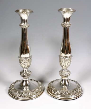 Vienna Biedermeier Silver Candleholders “Pair of Antique Vienna Biedermeier Silver Candleholders Dated 1840”, Vienna Silver, JOSEF REINER, Silver, Handwork, Biedermeier, Austria, 1840 - photo 2