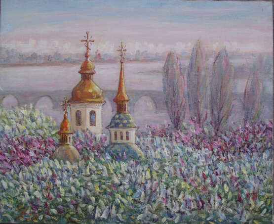 Картина «В монастыре Выдубичи.», Холст на подрамнике, Масляные краски, Импрессионизм, Городской пейзаж, Украина, 2020 г. - фото 1