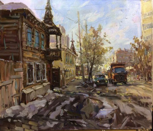 Весна идёт Toile sur le sous-châssis Peinture à l'huile Réalisme Paysage urbain Russie 2021 - photo 1