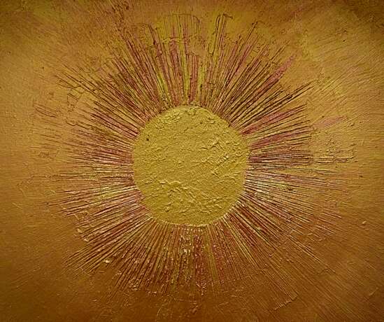 Red sun Fiberboard Acrylic paint Abstract art Russia 2021 - photo 1