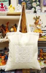 Handmade lace shopper bag