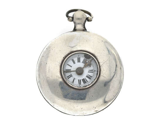 Taschenuhr: Spindeluhr mit seltenem Halbsavonnette-Gehäuse, Silber, England 1816 - Foto 1