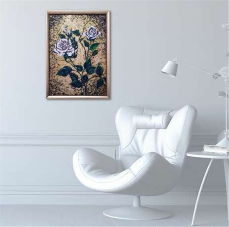 Painting “White roses on gold”, Canvas, Acrylic paint, не определен, не определен, Russia, 2021 - photo 2