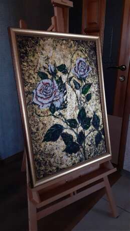 Painting “White roses on gold”, Canvas, Acrylic paint, не определен, не определен, Russia, 2021 - photo 3