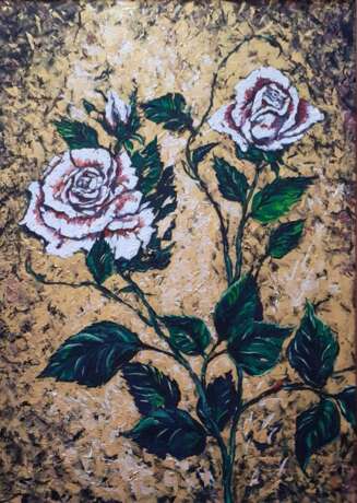 Painting “White roses on gold”, Canvas, Acrylic paint, не определен, не определен, Russia, 2021 - photo 6