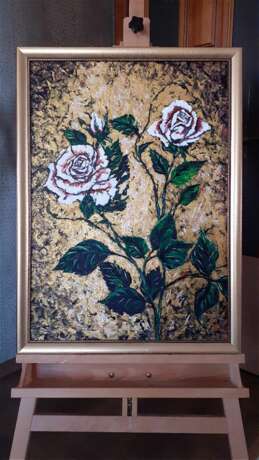 Painting “White roses on gold”, Canvas, Acrylic paint, не определен, не определен, Russia, 2021 - photo 7