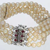 Armband: 4-reihiges Perlenarmband mit weißgoldener Prunk-Schließe - Foto 1