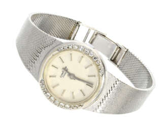 Armbanduhr: schwere vintage Damenuhr der Marke "Pallas", 14K Weißgold, Diamantbesatz