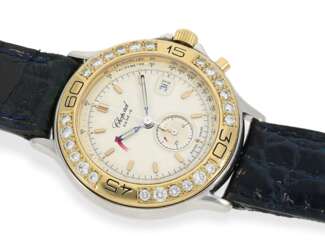 Armbanduhr: Luxuriöser Damen-Chronograph mit Brillantbesatz, Chopard "Mille Miglia" Gold/Edelstahl Ref. 8163-98 von 1998