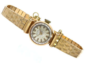 Armbanduhr: goldene, vintage Damenuhr der Marke "Dichiwatch", 18K Gold, um 1950