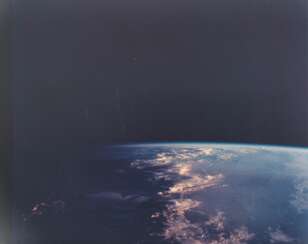The luminous Earth at sunset: view from Apollo 9 spacecraft, March 10, 1969