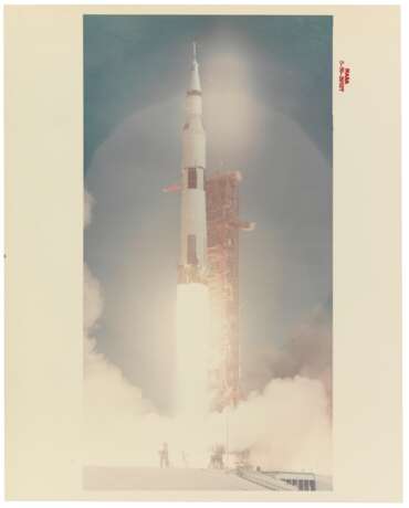 NASA. "Liftoff! We have a liftoff": three photographs in sequence of the Saturn V rocket launching, Cape Canaveral, Florida, July 16, 1969 - photo 5