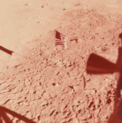 The American flag at Tranquility Base, July 16-24, 1969