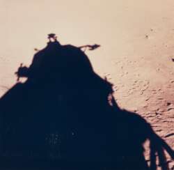 Two views of the lunar surface from the Apollo 11 lunar module "Eagle" after the historic moonwalk, July 16-24, 1969