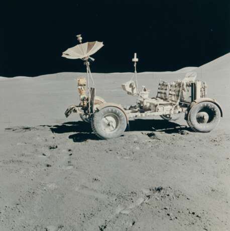 NASA. A miscellany of NASA photographs, including the Apollo 15 lunar rover; lunar craters seen from Apollo 16; Harrison Schmitt's moonwalk and the "Blue Marble" from Apollo 17, July 26, 1971-December 19, 1972 - Foto 1