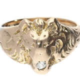 Ring: außergewöhnlicher Goldschmiede-Herrenring mit Brillant, "LÖWE" - Foto 1