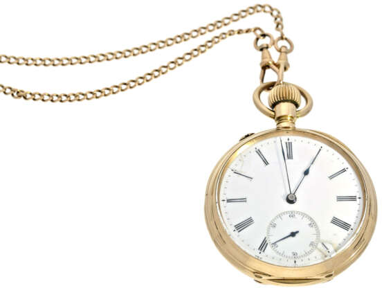 Taschenuhr: ganz frühe A. Lange & Söhne Taschenuhr mit goldener Uhrenkette, No.24401, ca.1885 - photo 1