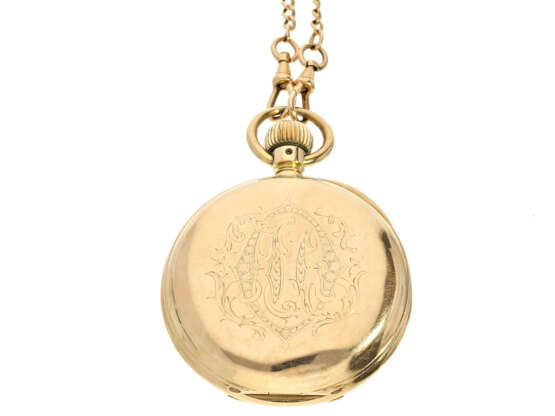 Taschenuhr: ganz frühe A. Lange & Söhne Taschenuhr mit goldener Uhrenkette, No.24401, ca.1885 - photo 3