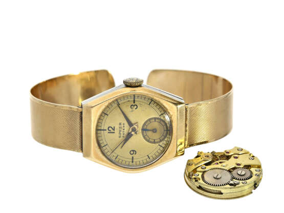 Armbanduhr: sehr seltene Herrenuhr mit Zentralsekunde, Stahl/Gold, Speer-Patent, 30er Jahre - photo 1