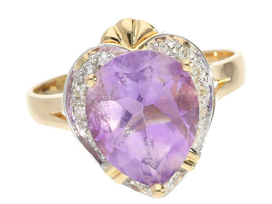 Ring: ausgefallener Amethyst/Diamant-Goldring - photo 1