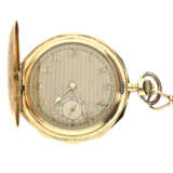 Taschenuhr: große, außergewöhnliche Goldsavonnette mit sehr hochwertiger goldener Uhrenkette, ca. 1920 - photo 1