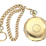 Taschenuhr: große, außergewöhnliche Goldsavonnette mit sehr hochwertiger goldener Uhrenkette, ca. 1920 - photo 3