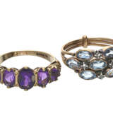 Ring: 2 antike Goldschmiederinge, mit Farbsteinen und Diamanten besetzt - photo 1
