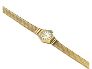 Armbanduhr: goldene vintage Damenuhr der Marke "Dugena", 14K Gold