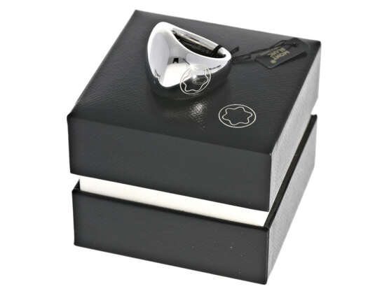 Ring: silberner, äußerst massiver und hochwertiger Designerring von Mont Blanc, neuwertig mit Box und Label - фото 1