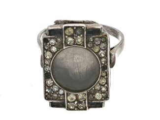 Ring: ausgefallener antiker Silberring, ursprünglich Ringuhr
