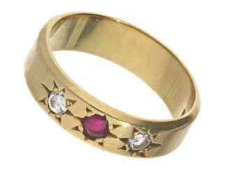 Ring: antiker Brillant/Rubin-Goldschmiedering