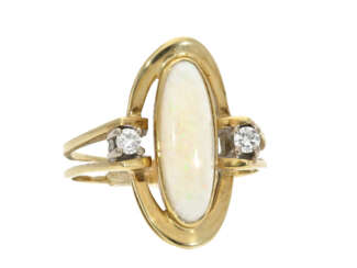Ring: sehr dekorativer vintage Opal/Brillant-Goldschmiedering