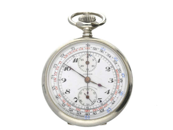 Taschenuhr: sehr seltener Jaeger Le Coultre, "Multicolour-Scale"-Tachymeter-Chronograph mit Register, ca. 1930 - фото 1