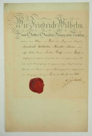 Preussen: Roter Adler Orden, 3. Klasse mit Schleife, Urkunde für einen Major im Stab des Ingenieurs Corps. - Foto 1