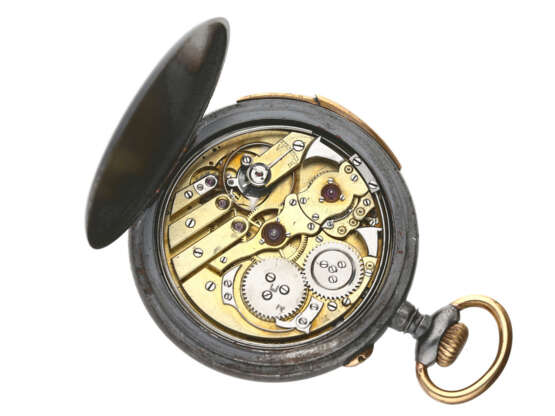 Taschenuhr: feine und außergewöhnliche Taschenuhr mit Minutenrepetition, sehr hochwertige Werksqualität, möglichwerweise Le Coultre, um 1900 - Foto 2