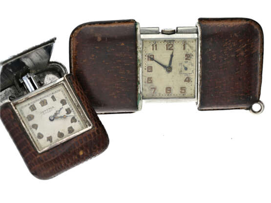 Taschenuhr/Reiseuhr: Konvolut von 2 vintage Taschenuhren/Reiseuhren mit automatischem Aufzug - Foto 1
