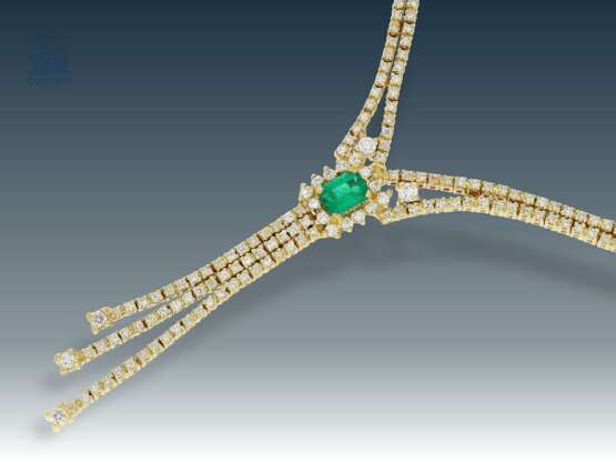 Kette/Armband/Ohrschmuck: modernes, hochfeines Smaragd/Brillant-Schmuckset aus 18K Gold, ca. 2,65ct Brillanten - photo 2