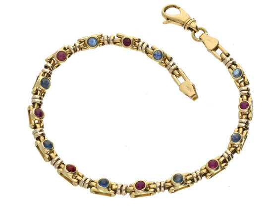 Armband: zierliches, sehr dekoratives Saphir/Rubin-Goldschmiedearmband aus 18K Gold - photo 1