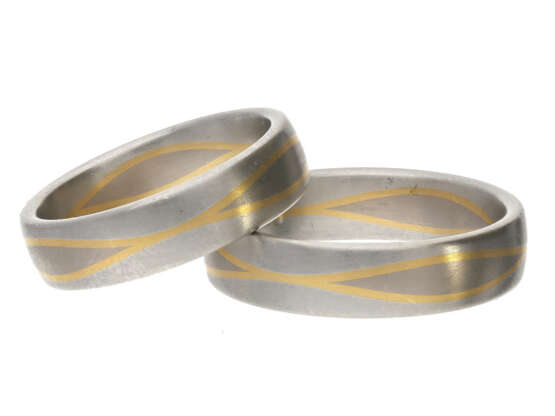 Ring: edle, äußerst hochwertige Trauringe aus Platin mit feinen Gold-Applikationen, NP 2.490€ - фото 1