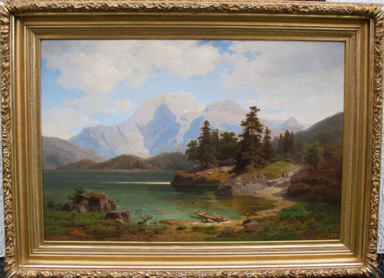„Gemälde Alpenlandschaft mit See (Ernst von Raven)“ - Foto 1