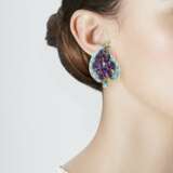 AMETHYST AND TURQUOISE EARRINGS AND BROOCH - Foto 2