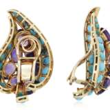 AMETHYST AND TURQUOISE EARRINGS AND BROOCH - Foto 5