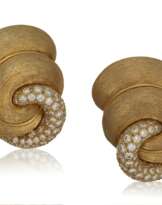 HENRY DUNAY DIAMOND AND GOLD EARRINGS