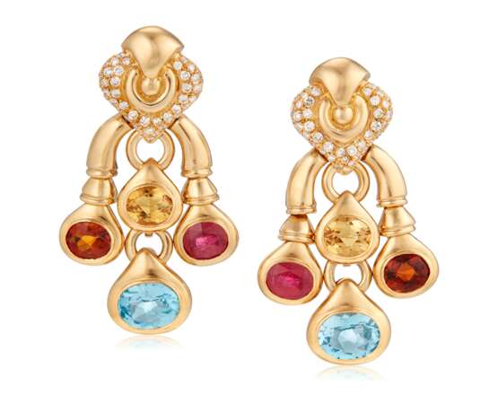 Moussaieff. MOUSSAIEFF MULTI-GEM AND DIAMOND EARRINGS - photo 1