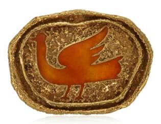 GEORGES BRAQUE ENAMEL AND GOLD 'PROCRIS' BROOCH